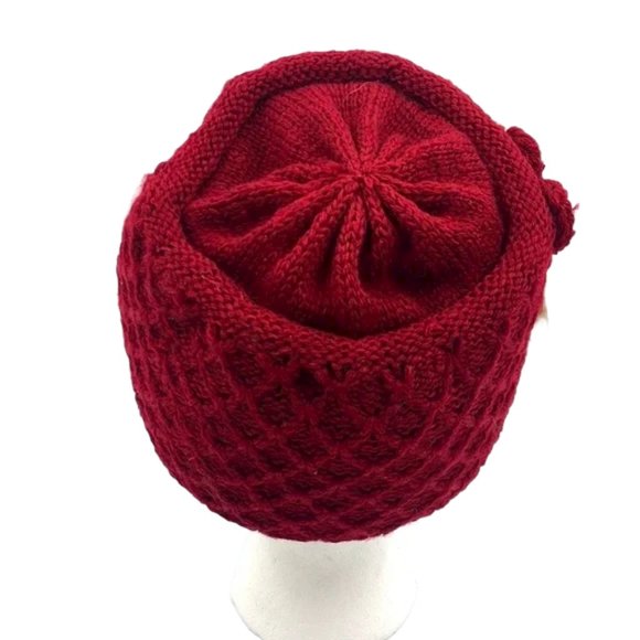 Deep Red Knitted Beanie main image 4